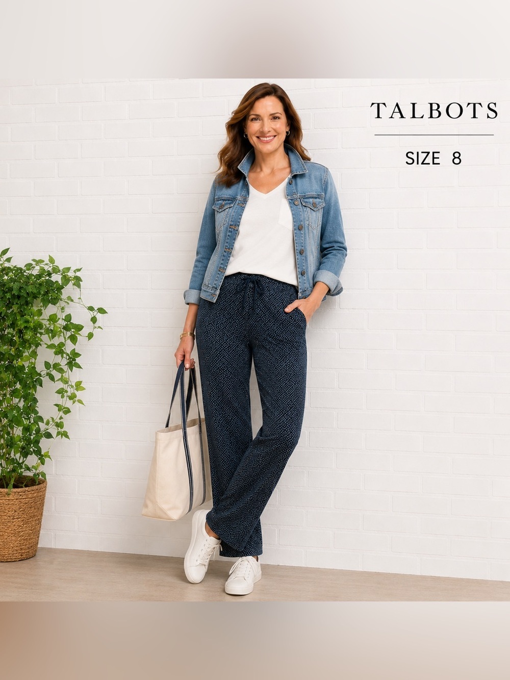 TALBOTS Navy Blue pants with Elastic Waist and Tapered Fit/size 8